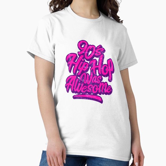 Hip Hop Was Awesome Pink Distressed Abstract Geometric Faction Slogan T-Shirt