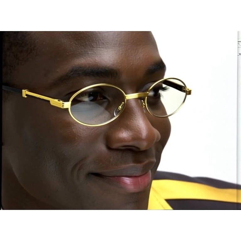 Womens Men Retro Vintage Clear Lens Yellow Gold Wood Frame Fashion Eye Glasses