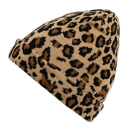 Hip Hop Wool Hat Leopard-print Beanie Hat Knitted Hat Winter for Festival Party