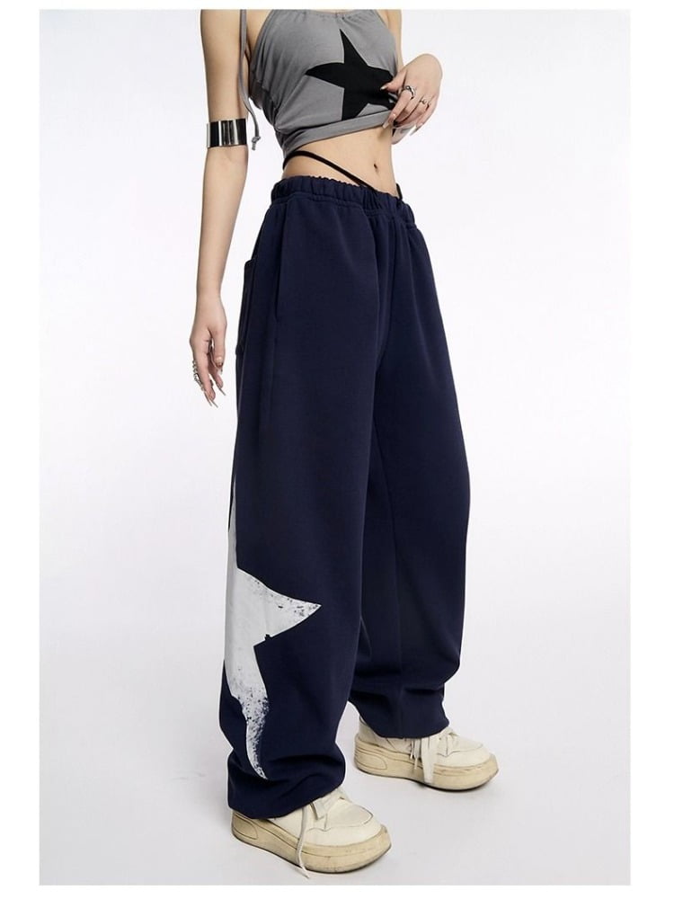 Hip Hop Y2K Star Sweatpants Women Kpop Oversized Jogging Track Pants Harajuku Korean Style Wide Leg Trousers Vintage Walmart