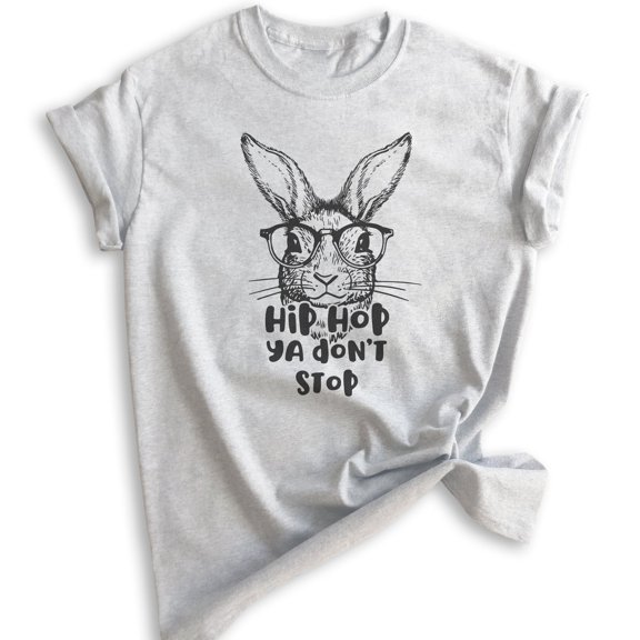 Hip Hop Ya Don't Stop Rabbit Shirt, Unisex Women's Men's Shirt, Easter Shirt, Easter Bunny Tee, Hipster T, Heather Ash, XX-Large
