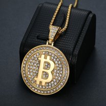 Hip Hop Zircon Dollar Sign 14K Yellow Gold Pendant Necklace Men Women Punk Fashion Rock Rap Jewelry Gift