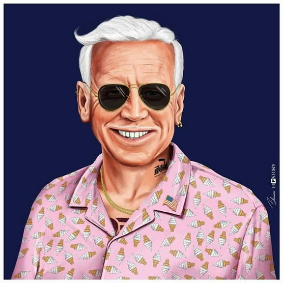 "Hip Joe Biden" Frameless Free Floating Reverse Printed Tempered Art Glass Wall Art