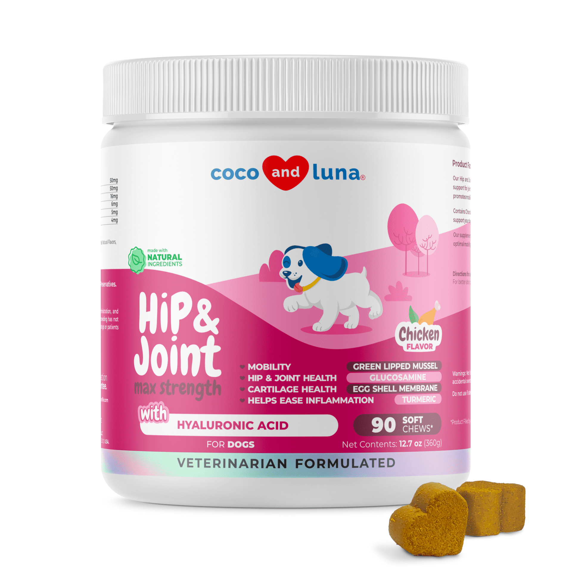 Hip & Joint Supplement for Dogs Max Strength with Hyaluronic Acid