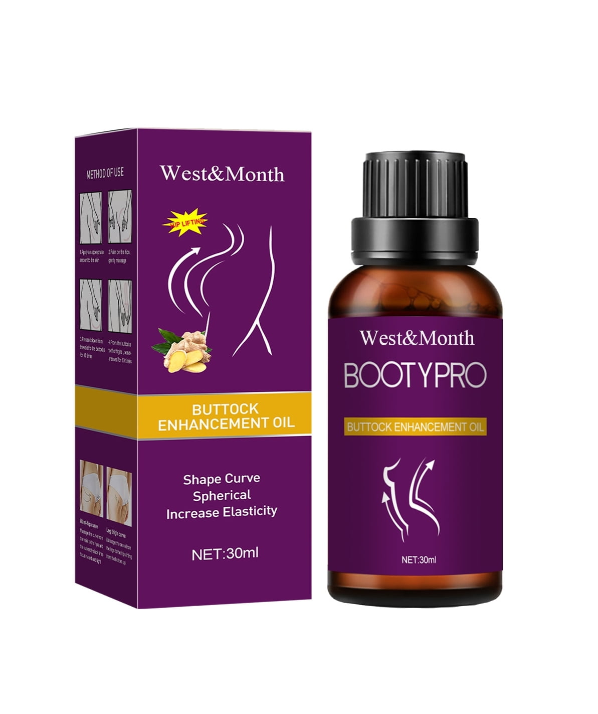 Hip Lift Up Essential Oil, Ginger Butt Enhancement Oil, Nourishing