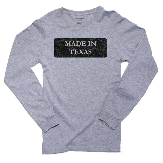 Hip Made In Texas State Pride Men's Long Sleeve Grey T-Shirt