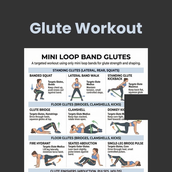 Hip Muscle Training Poster, Hip Muscle Training, Band Training, Leg Day Training Poster, Lower Limb Training, 30 Day Training, Home Fitness Plan Poster