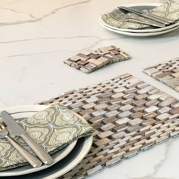 Hip-O Modern Living Handmade White Wash Rosewood Placemat Set of 2 (Indonesia)