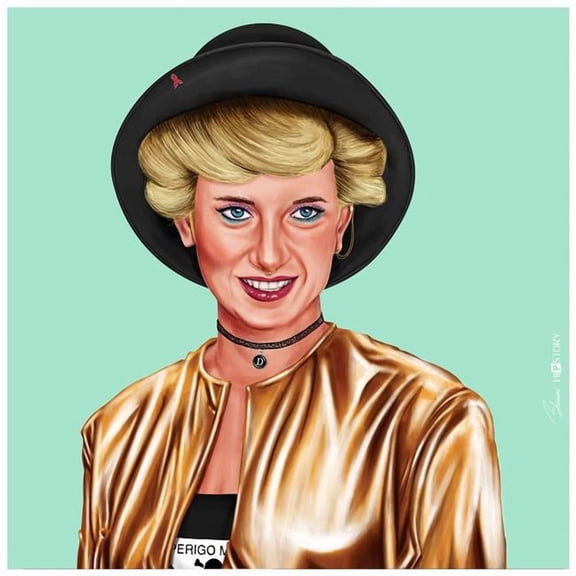"Hip Princes Diana" Frameless Free Floating Reverse Printed Tempered Art Glass Wall Art