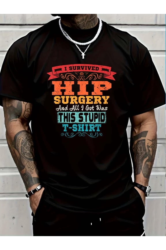 Hip Replacement T Shirt Broken Hip Surgery Funny Gift T-Shirt Soft Cotton Lightweight Casual Graphic Tee,Casual Summer Fashion T-shirt