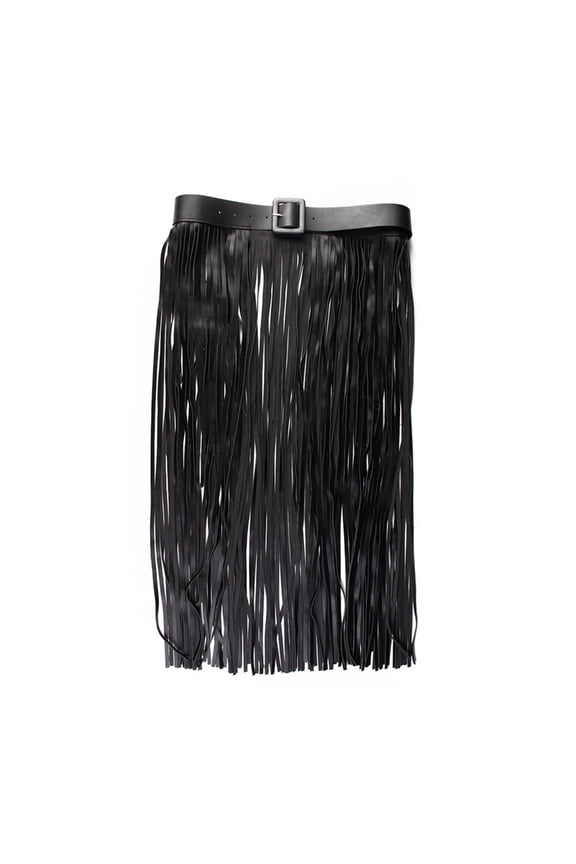Hip Scarf Fringe Belt Waistband Belt Unique Black Tassels Decorative Belt Fringe Waistband Belt for Dress