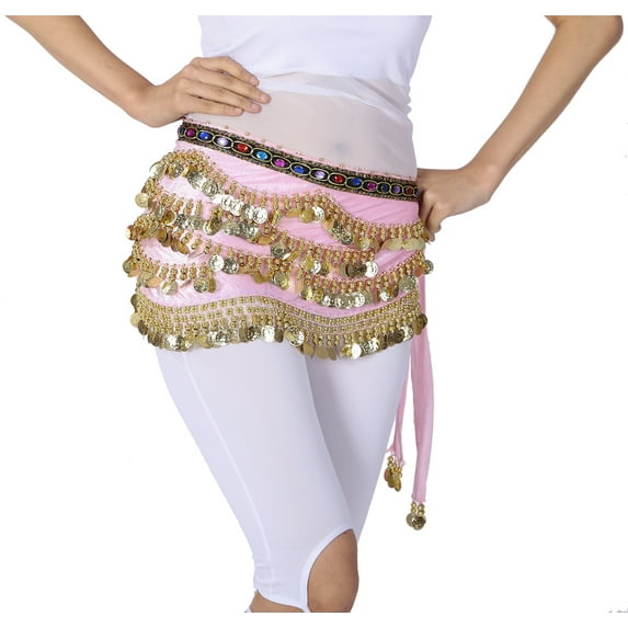Hip Scarf Sash Belt with Beads & Coins for Stage Parties Tribal Style Cabaret