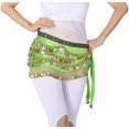thumbnail image 1 of Hip Scarf Scarves Wrap Sash Skirt Belt with Beads Coin Fun Night Out Green, 1 of 4