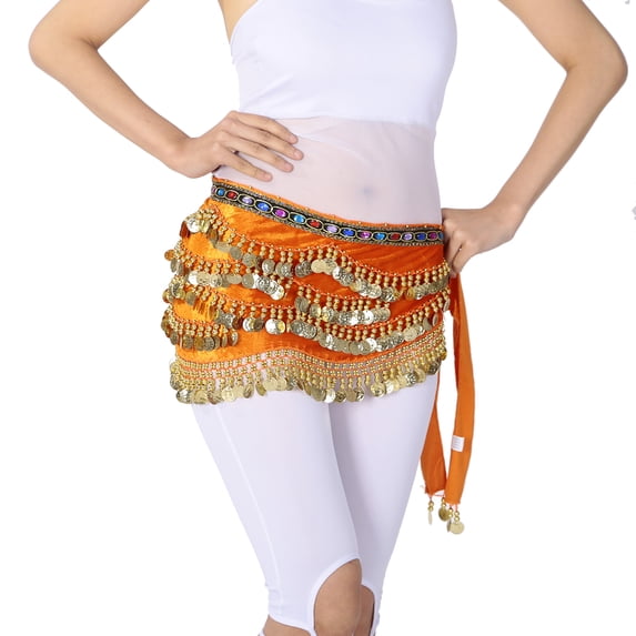 Hip Scarf Scarves Wrap Sash Skirt Belt with Beads Coins Tribal Belly Dance Class