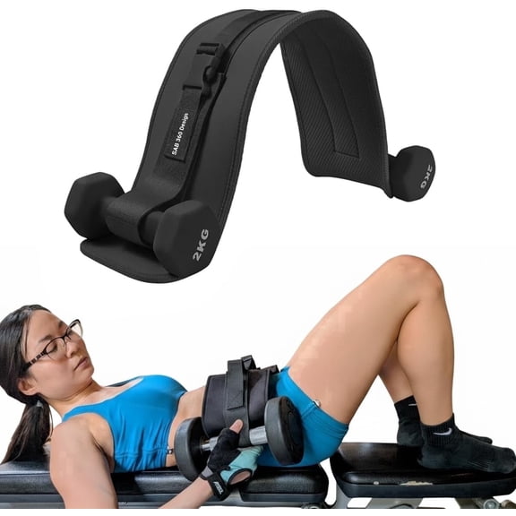 SAB 360 Design Hip Thrust Belt - Padded Glute Bridge Belt for Weights, Black