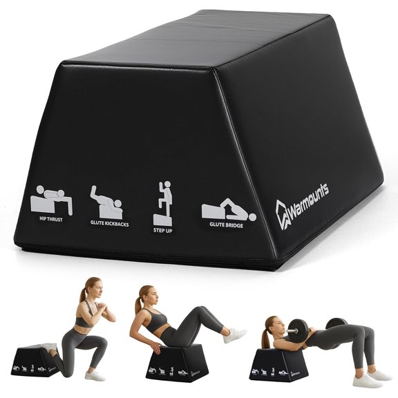 Hip Thrust Bench, Multi-Functional Hip Thrust Machine for Strength Training, Glute Bridge Box with Handle, Non-Slip Pad and Smooth Rim Design, for Home and Gym, 700LB Load Capacity