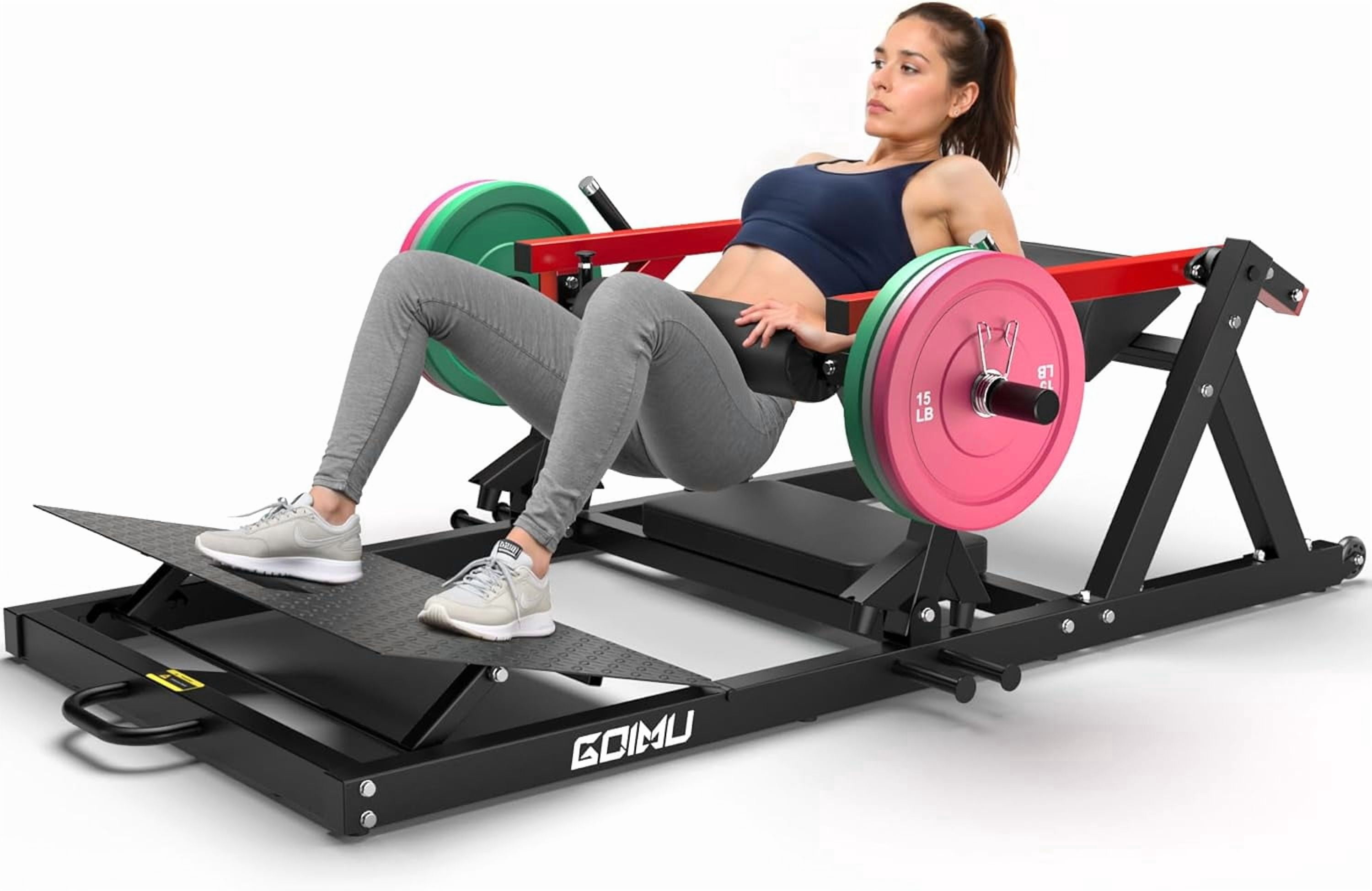 Hip Thrust Machine, 800LBS Plate-Loaded Glute Drive Band Peg, Heavy Duty Glute Bridge Machine with Weight Holder for Home Gym, Home Workout Equipment for Glute Muscles Building