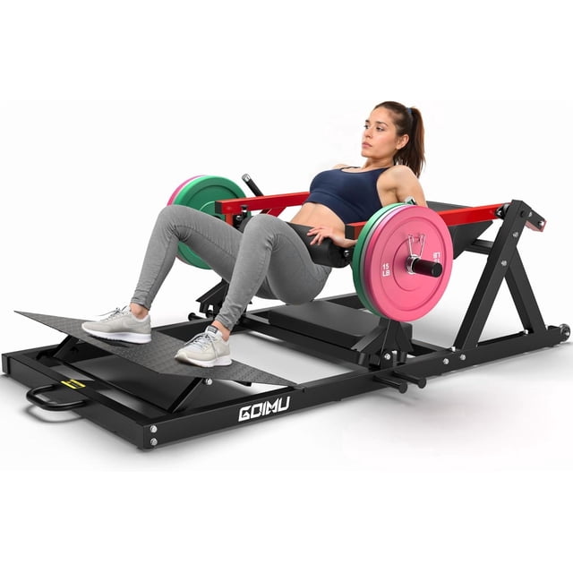 Hip Thrust Machine, 800LBS Plate-Loaded Glute Drive Band Peg, Heavy Duty Glute Bridge Machine with Weight Holder for Home Gym, Home Workout Equipment for Glute Muscles Building