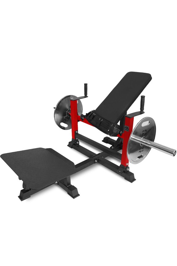 Hip Thrust Machine Glute Bridge: Heavy Duty Butt Muscle Building and Shaping Exercise Equipment with Adjustable Footboard Workout Home Gym 880LBS Red