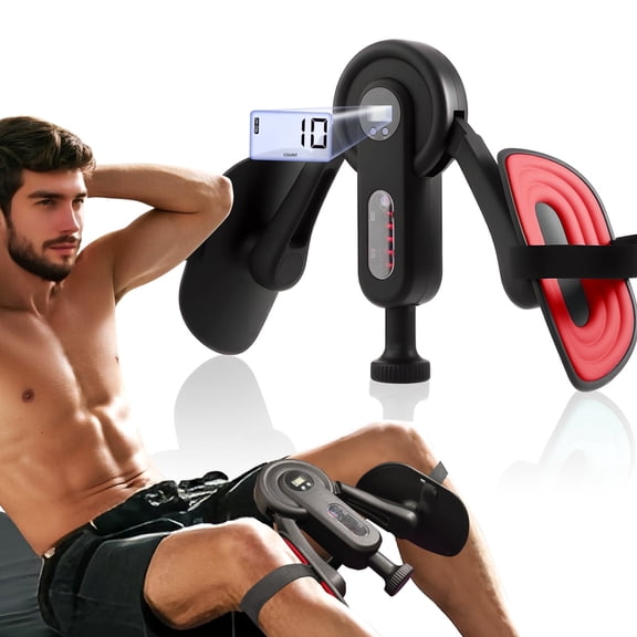 Hip Trainer Kegel Exerciser for Men & Women, Pelvic Floor Exercise Device with 135lb Resistance, 360° Inner Thigh Exerciser with Smart Display for Time/Count/Calories/Reps, Adjustable Leg Straps, Red