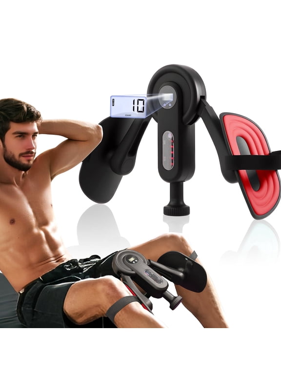 Hip Trainer Kegel Exerciser for Men & Women, Pelvic Floor Exercise Device with 135lb Resistance, 360° Inner Thigh Exerciser with Smart Display for Time/Count/Calories/Reps, Adjustable Leg Straps, Red