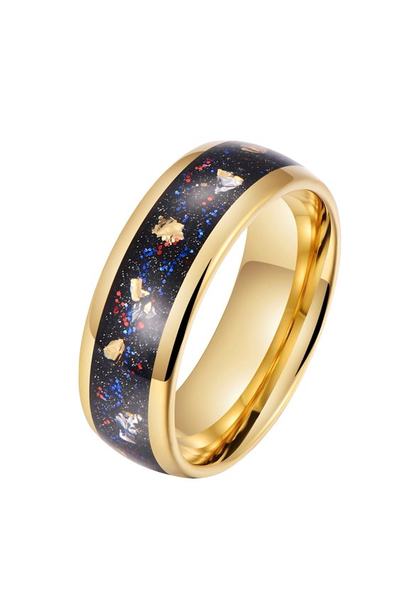 Hip-hop Starry Sky Color Unisex Tungsten Steel Ring