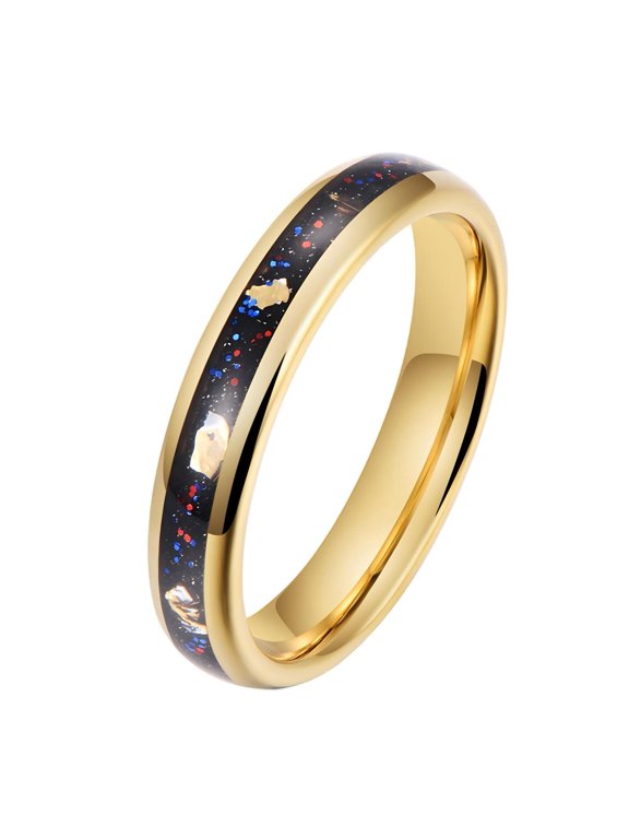 Hip-hop Starry Sky Color Unisex Tungsten Steel Ring