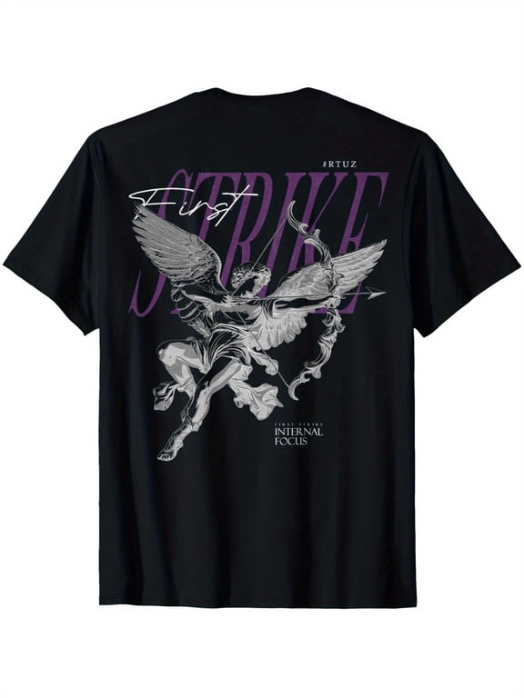 Hip-hop retro avant-garde urban style Y2K back print streetwear angel T-shirt
