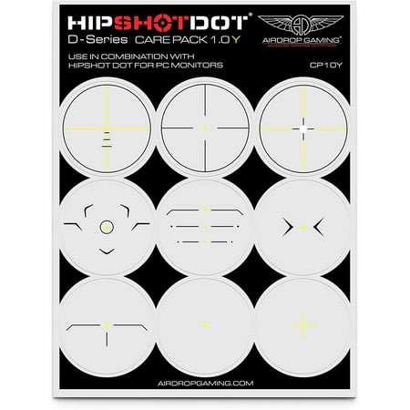 HipShotDot D-Series Care Pack Yellow 1.0 - Reusable Transparent Aim Sight Assist TV Decals - Gaming Television or Monitor Decal for FPS Video Games Compatible with PC, Xbox & Playstation