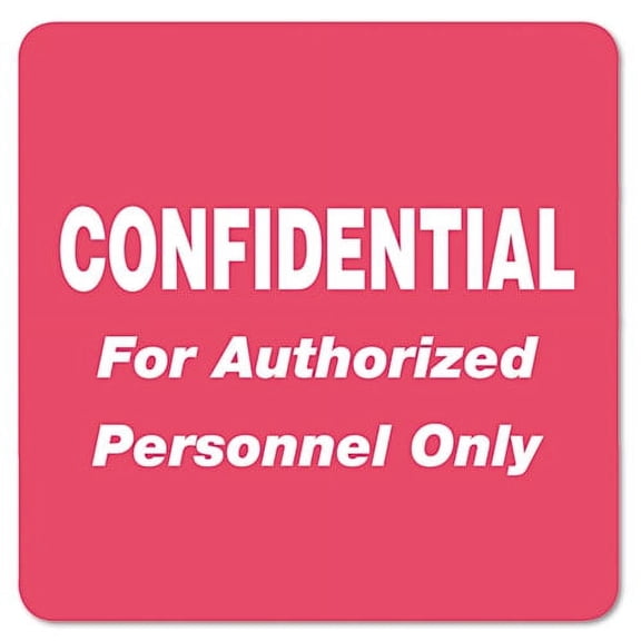 Hipaa Labels, Confidential For Authorized Personnel Only, 2 X 2, Red, 500/roll | Bundle of 2 Rolls