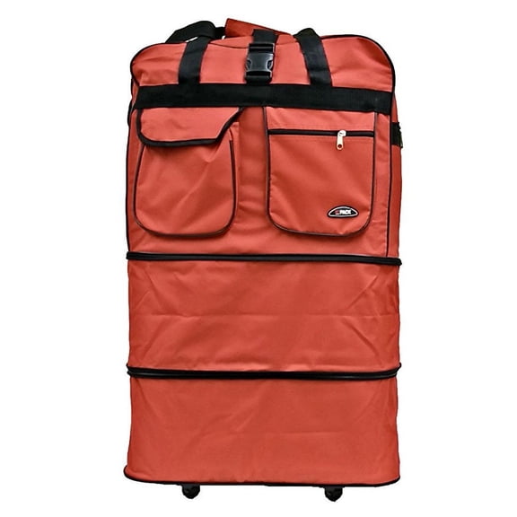 Hipack 30" Rolling Wheeled Suitcase, Red, Polyester, 4-Wheels, 3 Compartments, 2 Pockets