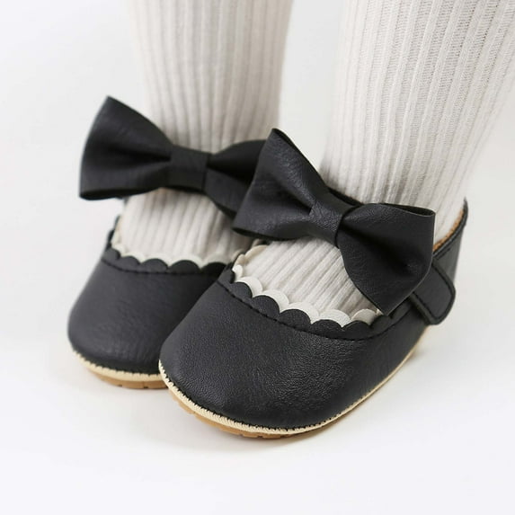 Hipattires Babys Shoes Lightweight Black Leather Shoes for Girls
