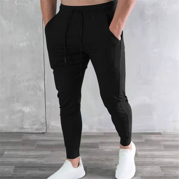 Elvqul Baggy Sweatpants for Men Lightweight Joggers Straight Leg Elastic Waisted Mens Pants with Pockets