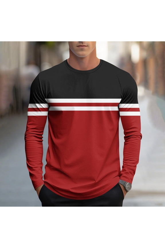 Mens Big and Tall T-Shirts Casual Pullover Gradient Print Plus Size Winter Round Collar Tops for Men Stylish