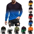 thumbnail image 1 of Hipattires Big and Tall T-Shirts for Men Gradient Print Pullover Winter Long Sleeve Stylish Crew Neck Mens Tops Trendy, 1 of 5