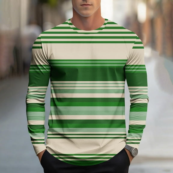 Hipattires Big and Tall T-Shirts for Men Pullover Gradient Print Fashion Round Collar Winter Stylish Long Sleeve Mens Shirts