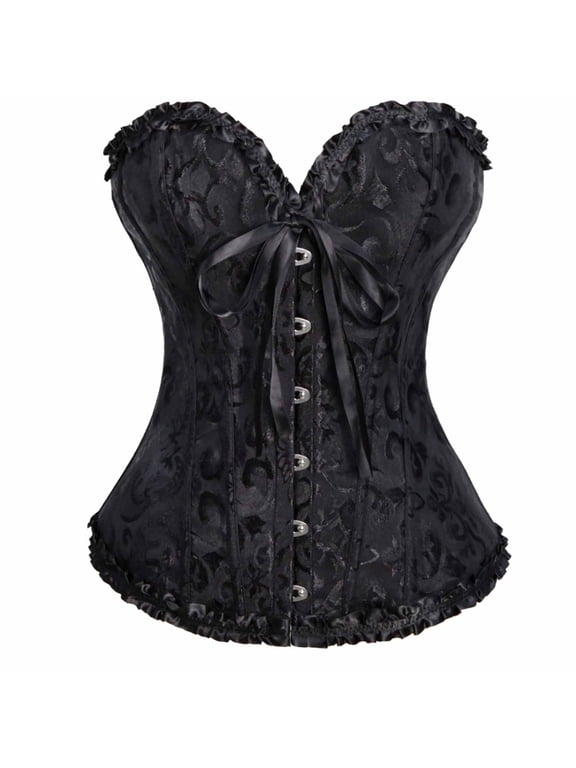 Black Corsets Tops Cincher Trim Lace Corset Going Out Bustier Top Fashion Girls Corset