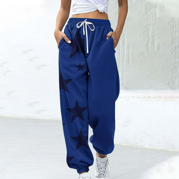 Elvqul Blue Pants for Women Formal Sweatpants with Pockets Jogger Womens Sweatpants