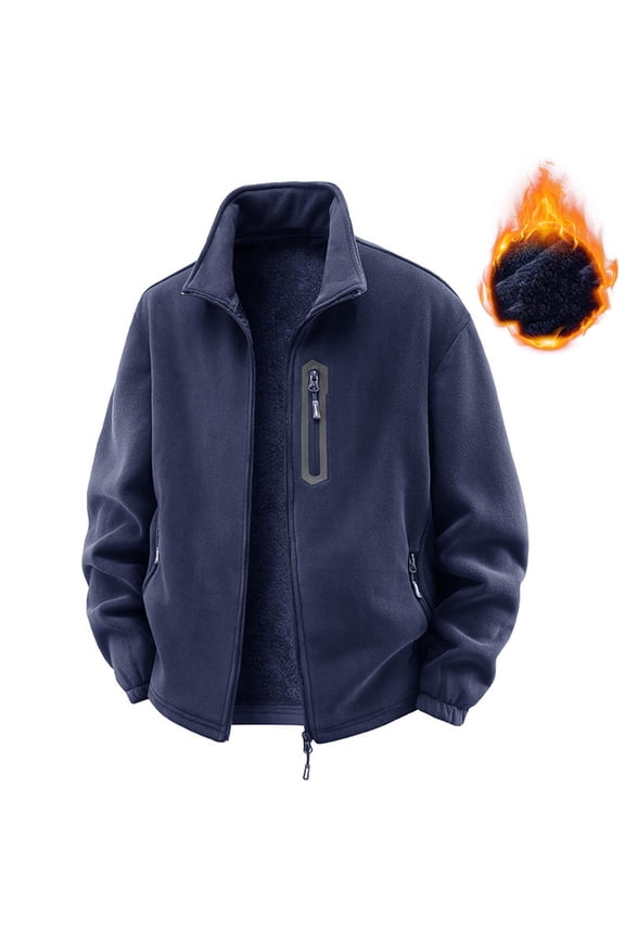 Bomber Jackets Jackets for Men Work Zipper Front Lined Plus Size Fleece Winter Pocket Mens Coat Trendy