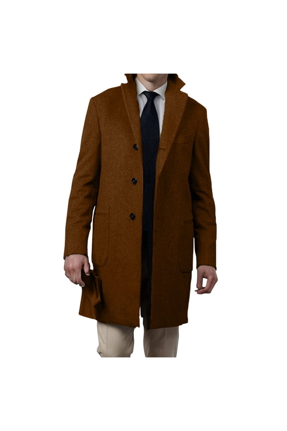 Brown Peacoat for Men Overcoat Wool Coats Winter Fashion Mens Jacket