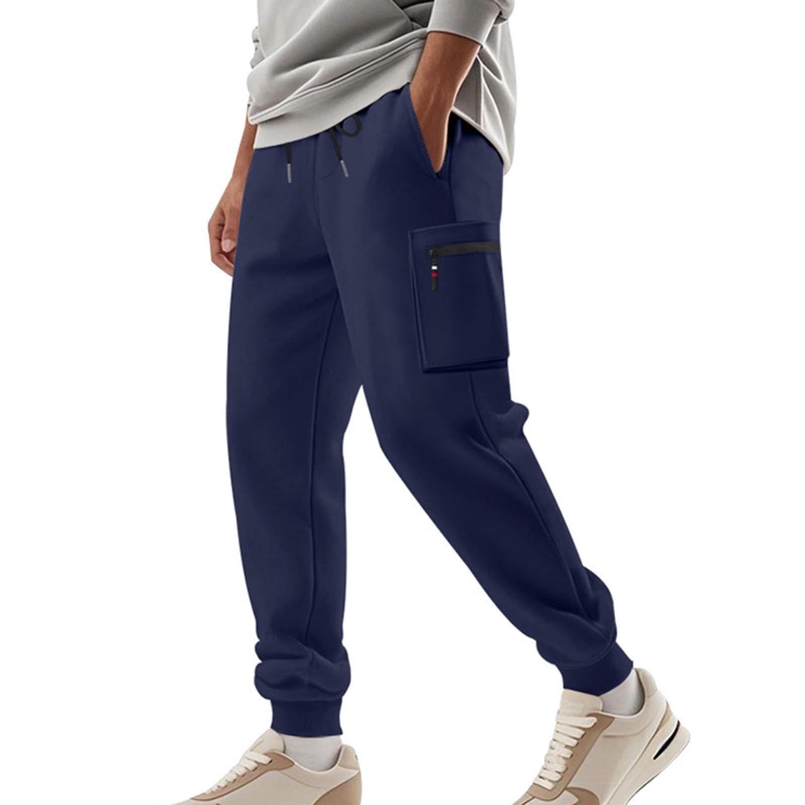 Hipattires Cargo Pants for Men Elastic Waist with Pockets Slim Fit Mens ...