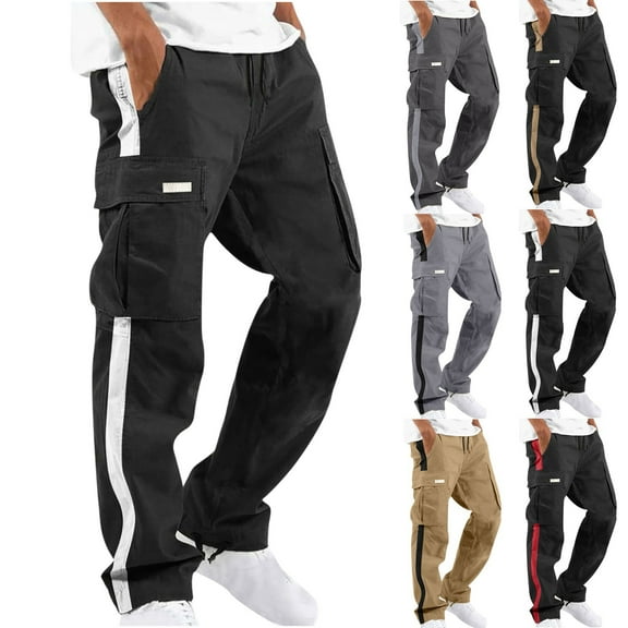 Elvqul Cargo Pants for Men with Pockets Big and Tall Mens Cargo Pants