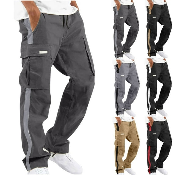 Elvqul Cargo Pants for Men with Pockets Big and Tall Mens Cargo Pants