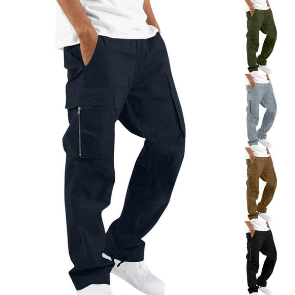 Elvqul Cargo Pants for Men with Pockets Elastic Waist Mens Cargo Pants