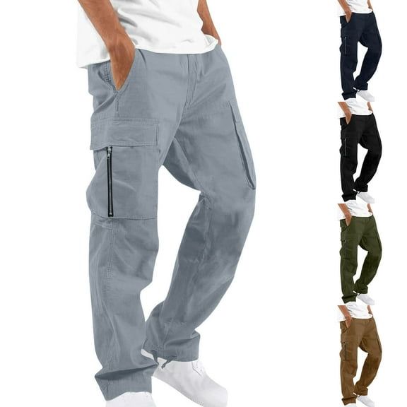 Elvqul Cargo Pants for Men with Pockets Elastic Waist Mens Cargo Pants