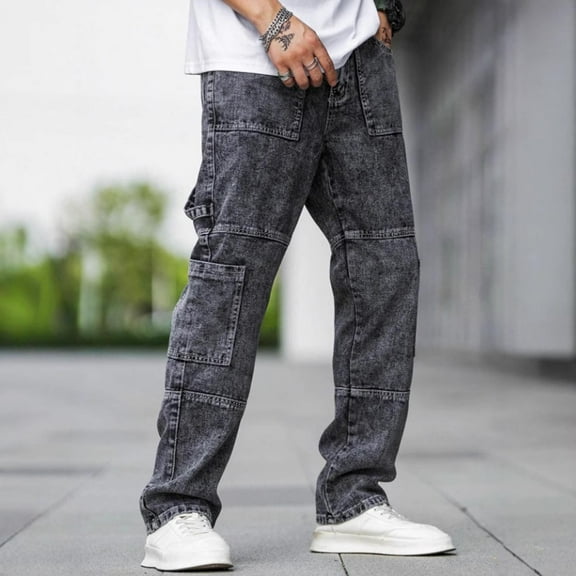 Elvqul Cargo Pants for Men with Pockets Mens Cargo Pants Jeans