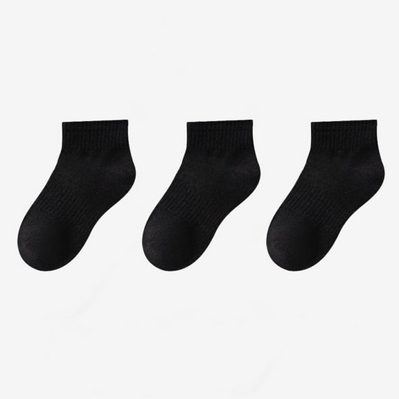 Hipattires Cotton Kids Girls Socks Black Comfortable Winter Boys Ankle 3 Pairs Socks