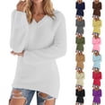 thumbnail image 1 of Hipattires Fleece Tops for Women, Pullover Tops for Women, V Neck Long Sleeve Solid, Ribbed Soft Loose, 1 of 7