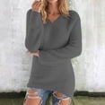 thumbnail image 1 of Hipattires Fleece Tops for Women, Womens Sweaters, V Neck Long Sleeve Plain, Ribbed Soft Loose, 1 of 7