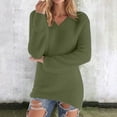 thumbnail image 1 of Hipattires Fleece Womens Tops, Womens Sweaters, V Neck Long Sleeve Plain, Ribbed Soft Loose, 1 of 7